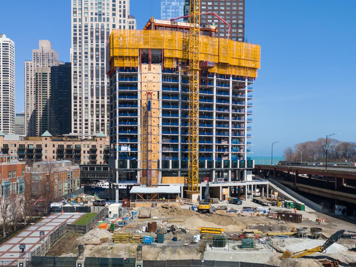 Facade installation begins on 400 Lake Shore Drive